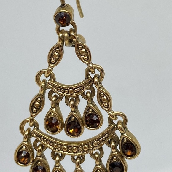 Earrings Bollywood dangle earrings faux topaz gold tone - Picture 7 of 8
